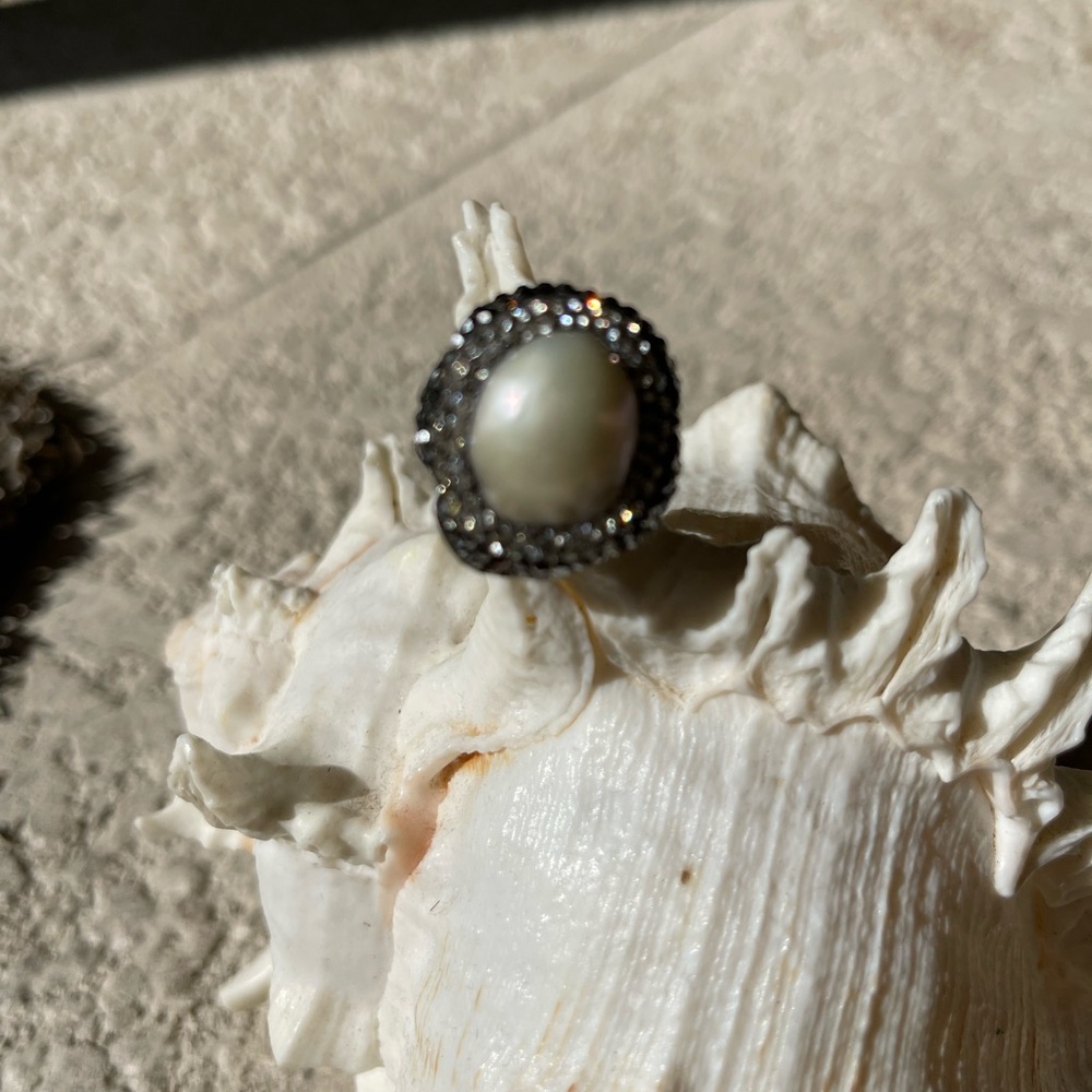 Tahitian Pearl and Sterling Silver Women's Ring